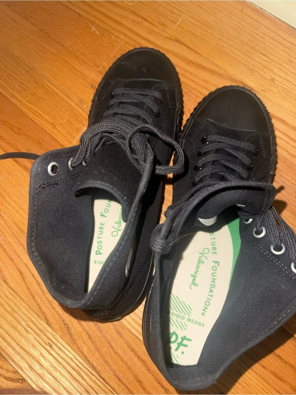 P.F. Flyers Black High-Top Canvas Sneakers with Green Logo